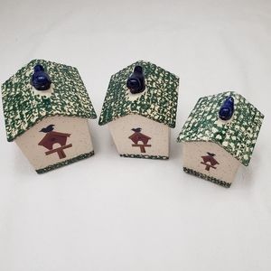 Gibson 3 Ceramic Bird House Canister